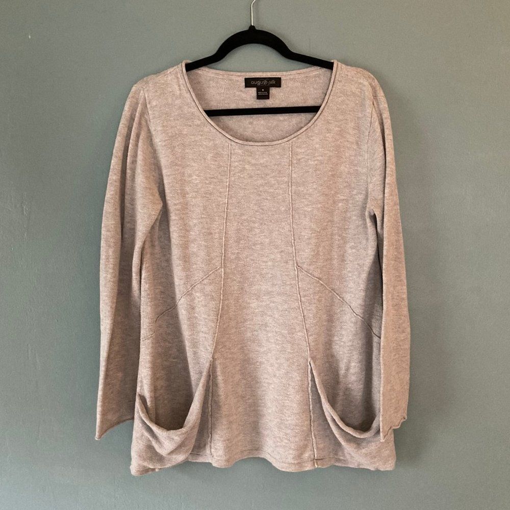 August Silk women's light weight gray sweater size medium